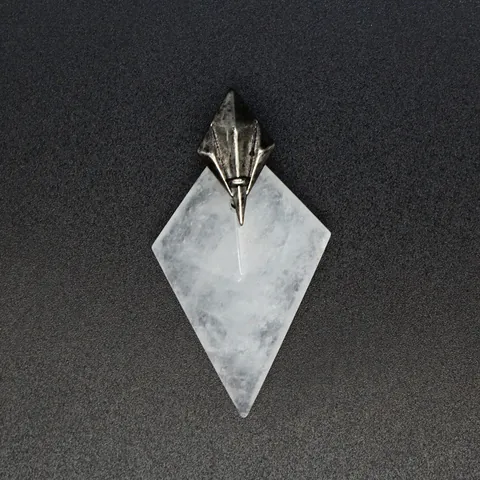 Retro Natural Stone Poseidon Trident Pendant Necklace For Women Men Rhombus Geometric Crystal Healing Stone Jewelry Gift