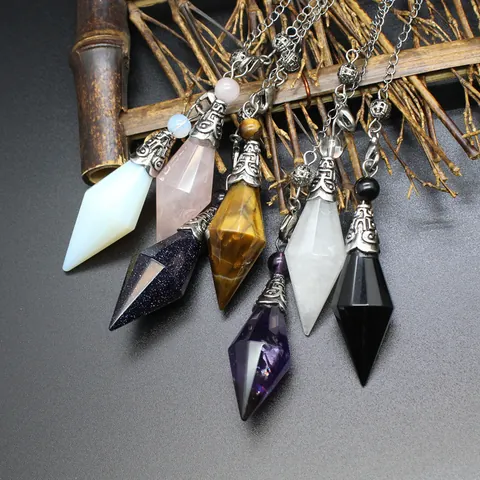 Twelve-Sided Crystal Pendulum Natural Stone Dowsing Divination Pendant With Retro Alloy Chain For Meditation Women Men