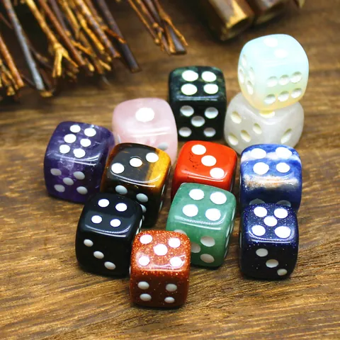 Dados D6 de Piedra Natural Cristal Tallados a Mano Numerados Cubo para Juegos de Mesa Decoración Colección