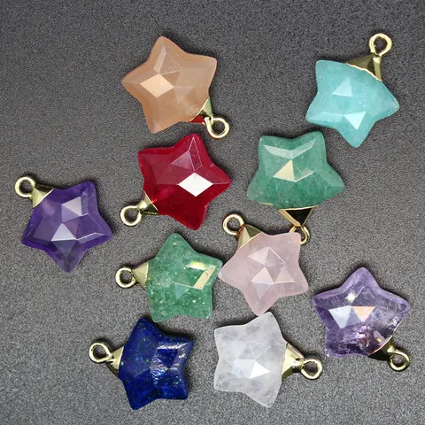 Colgantes de Estrella de Piedra Natural Facetada Estrella de Aleación Accesorios para Hacer Joyas DIY para Collares Pulseras Pendientes