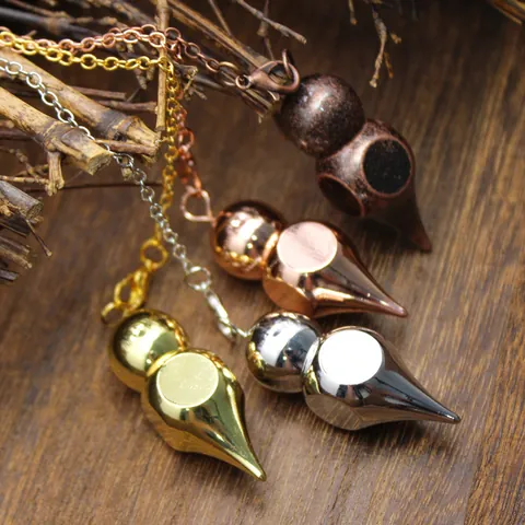 Péndulo de Adivinación de Cobre Sólido Calabaza Hulu Metal Galvanizado Gravedad Colgante Collar Con Cadena Para Meditación Sanación Energética
