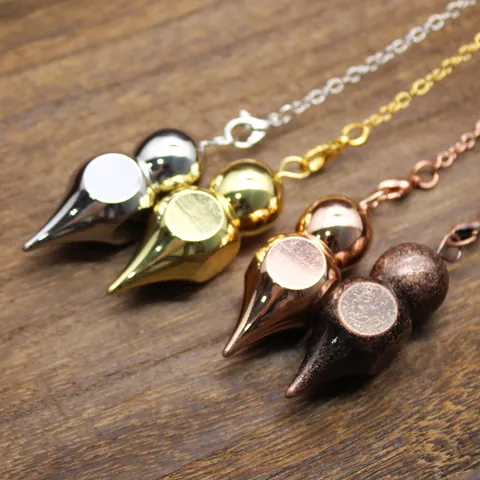 Péndulo de Adivinación de Cobre Sólido Calabaza Hulu Metal Galvanizado Gravedad Colgante Collar Con Cadena Para Meditación Sanación Energética