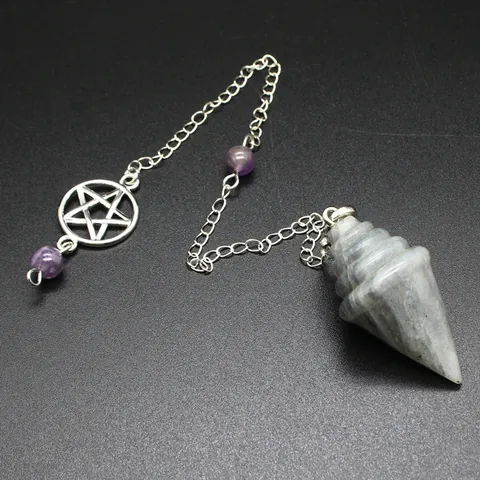 Natural Stone Crystal Pendulum Pendant Tapered Spiral Healing Dowsing Divination Stone Necklace Pendant For Women Jewelry Gift