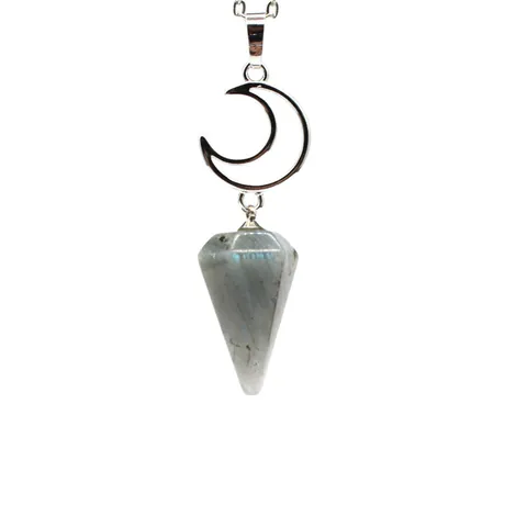 Natural Stone Moon Necklace Labradorite Alloy Hexagonal Prism Pendant Healing Crystal Jewelry Fashion Women Necklace Gift