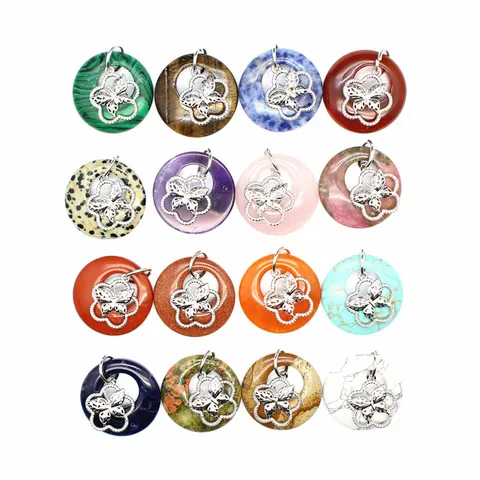 Natural Stone Agate Butterfly Peace Buckle Pendant Vintage Chinese Style Jewelry Making Gemstone Charm For Women Gift