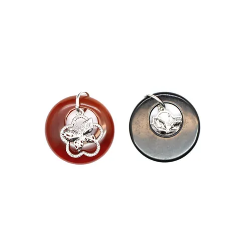 Natural Stone Agate Butterfly Peace Buckle Pendant Vintage Chinese Style Jewelry Making Gemstone Charm For Women Gift