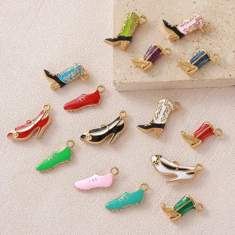 Stainless Steel Cowboy Boot Sneaker High Heel Pendants Enamel Drip Oil Charms For DIY Jewelry Making Accessories Bracelet Necklace Findings