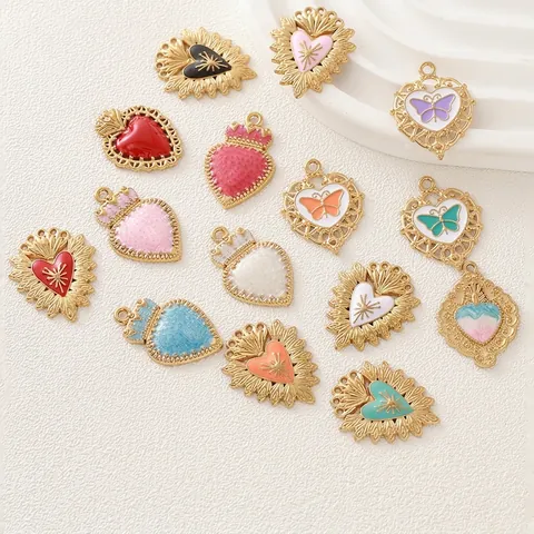 Vintage Edelstahl Vergoldet Herz Schmetterling Krone Emaille Charms Anhänger Für DIY Halskette Armband Schmuckherstellung