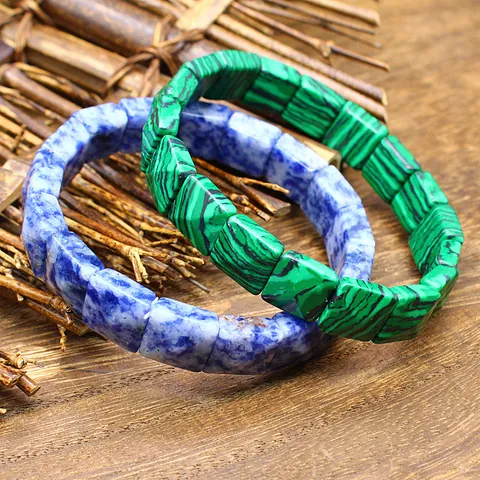 Natural Stone Crystal Square Faceted Bead Bracelet For Men Women Healing Energy Stretch Bracelet Simple Fashion Jewelry