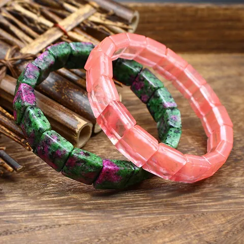 Natural Stone Crystal Square Faceted Bead Bracelet For Men Women Healing Energy Stretch Bracelet Simple Fashion Jewelry