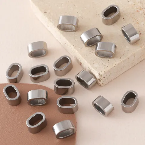 Cuentas Separadoras de Acero Inoxidable Ovaladas Anillo de Posicionamiento sin Costuras Agujero Grande para Hacer Joyería DIY