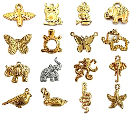 Edelstahl 18K Gold Beschichtet Tier Serie Anhänger Für DIY Schmuckherstellung Schmetterling Elefant Schildkröte Zubehör