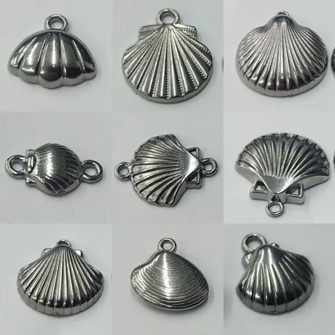 Ozean Tier Edelstahl Muschel Anhänger Für DIY Schmuck Zubehör Glänzende Muschel Charms Für Handgemachte Halskette Armband Zubehör