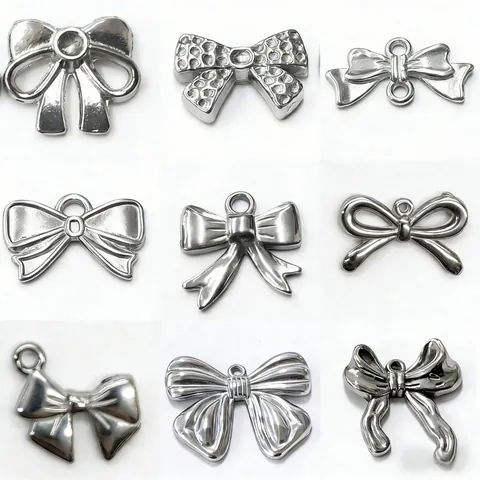 Roestvrij Staal Strik Hanger Goud Zilver Verguld Bowknot Charme DIY Handgemaakte Ketting Armband Sieraden Maken Accessoires
