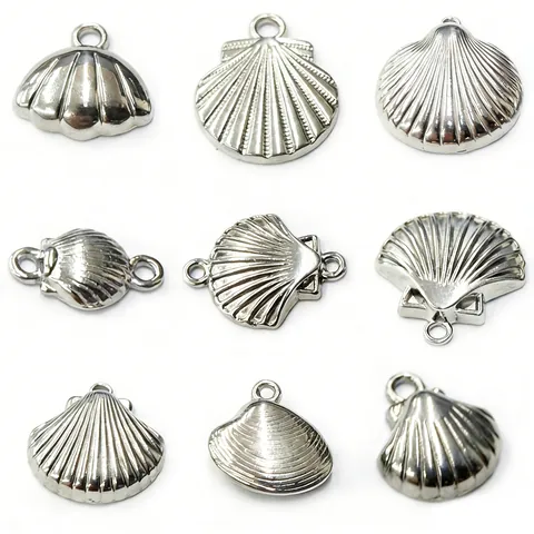 Ozean Tier Edelstahl Muschel Anhänger Für DIY Schmuck Zubehör Glänzende Muschel Charms Für Handgemachte Halskette Armband Zubehör