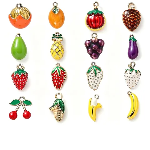 Edelstahl Vergoldet 3D Obst Serie Anhänger Tropföl Emaille Charms Für DIY Halskette Armband Schmuck Zubehör