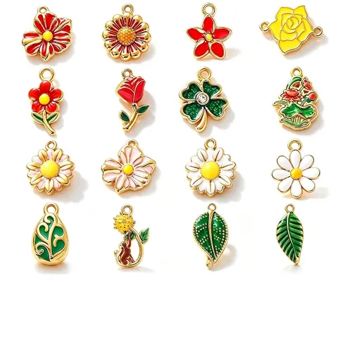 Edelstahl Emaille Blume Anhänger Monet Garten Serie Gänseblümchen Rose Sonnenblume Vogel Blatt DIY Schmuck Verbinder Zubehör
