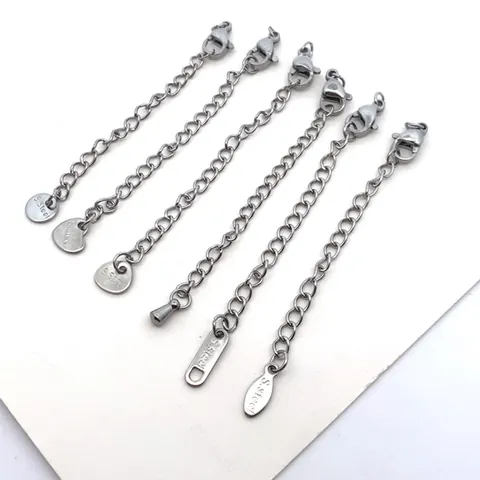 Roestvrij Staal 7cm Karabijnsluiting Verlengketting met Rond Ovaal Hart Vierkant Label Hanger DIY Sieraden Onderdelen