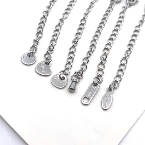 Roestvrij Staal 7cm Karabijnsluiting Verlengketting met Rond Ovaal Hart Vierkant Label Hanger DIY Sieraden Onderdelen