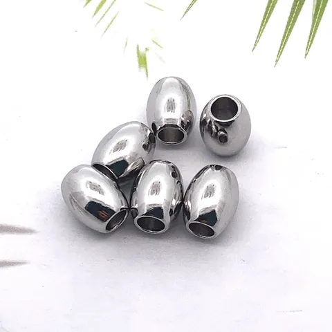 Cuentas Cilíndricas Ovaladas de Acero Inoxidable Cuentas Espaciadoras Sueltas Cuentas de Arroz Para Accesorios de Joyería DIY