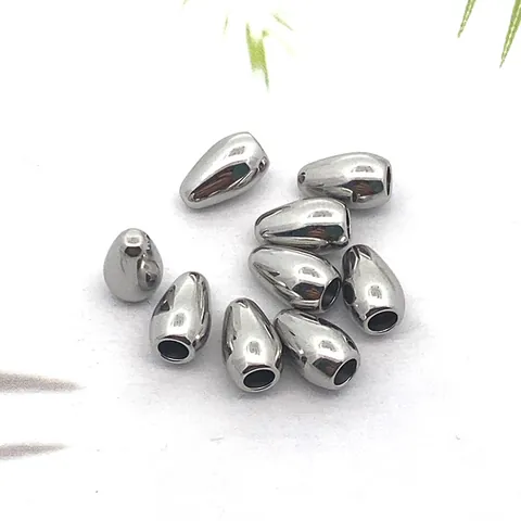 Cuentas Cilíndricas Ovaladas de Acero Inoxidable Cuentas Espaciadoras Sueltas Cuentas de Arroz Para Accesorios de Joyería DIY