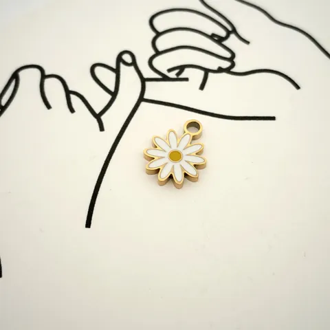 Ciondolo a Forma di Margherita in Acciaio Inossidabile 316 per Collana Bracciale Cavigliera Fai da Te Accessori per Gioielli a Goccia d'Olio
