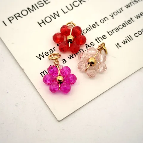Stainless Steel Crystal Flower Pendant For DIY Jewelry Making Gold Plated Colorful Floral Charm For Earring Necklace Bracelet