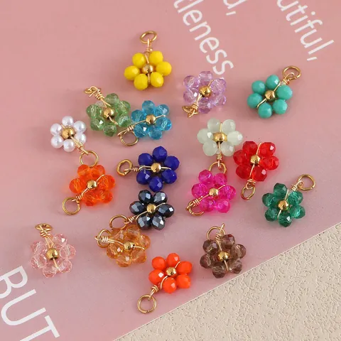 Colgante de Acero Inoxidable Chapado en Oro 18K Flor de Margarita Cristal Para DIY Collar Pulsera Pendiente Joyería