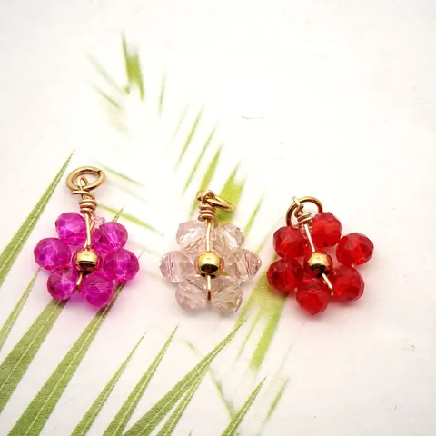 Stainless Steel Crystal Flower Pendant For DIY Jewelry Making Gold Plated Colorful Floral Charm For Earring Necklace Bracelet