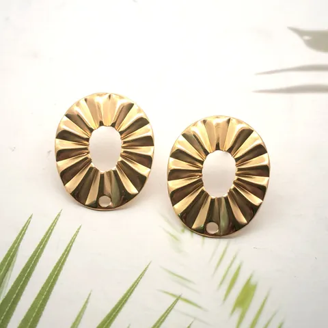 Stainless Steel Flower Earring Stud Findings DIY Jewelry Making Gold Plated Hollow Textured Metal Connector Parts Women