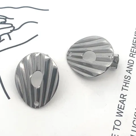 Ciondolo Ovale a Righe in Acciaio Inossidabile per Fai da Te Orecchini Componente Geometrico Strutturato Accessorio Gioielli Fatti a Mano
