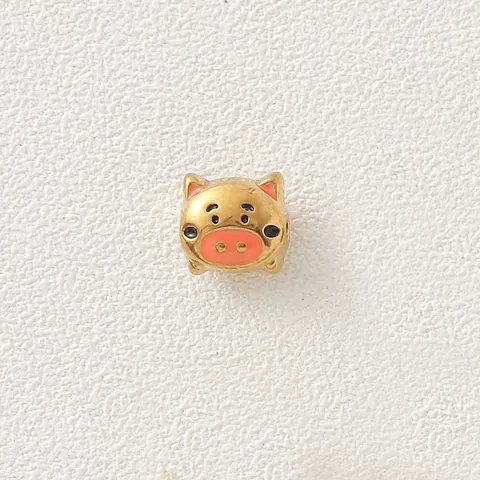 Gold Plated Stainless Steel Enamel Cartoon Animal Pig Rabbit Beads For DIY Necklace Bracelet Making Jewelry Charms Accessories