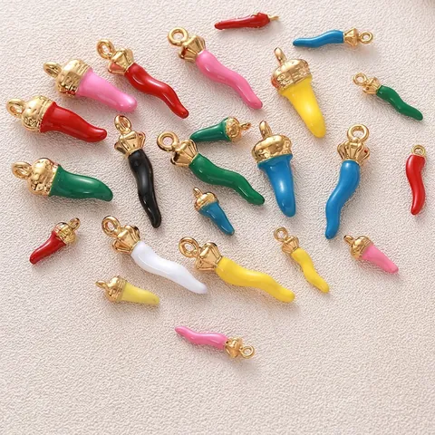 Edelstahl Gold Überzogen Bunt Emaille Chili Anhänger Für DIY Halskette Armband Haarschmuck Schmuckherstellung Material