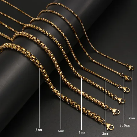 Unisex Edelstahl Venezianerkette Hip Hop Poliert Gold Silber Schwarz Farbe Schlüsselbein Gliederkette Schmuck Für Damen Herren Mode Geschenk