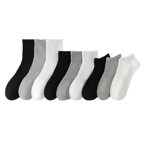Cotton Antibacterial Breathable Sport Socks For Men Women Odor Resistant Solid Color Mid Calf Crew Ankle Socks For Summer Outdoor Casual