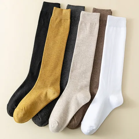 Women's Japanese JK Style Cotton Knee High Socks Slimming Compression Long Leg Warmers Solid Color Casual Daily Basic Socks