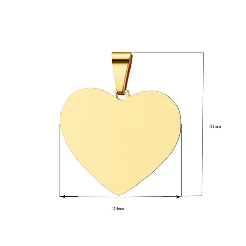 Polished Stainless Steel Heart Pendant DIY Jewelry Making Accessories Minimalist Heart Shape Dog Tag Cat Tag Metal Charm