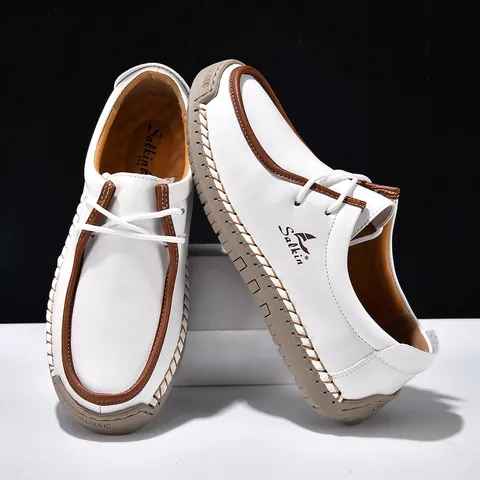 Mocassins Décontractés pour Hommes Tige en Chanvre Semelle Souple Antidérapante Chaussures à Lacets Couleur Unie Baskets en Caoutchouc