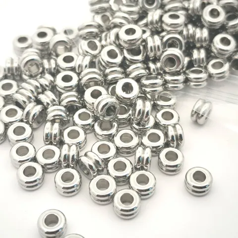 Edelstahl Doppelschicht Abstandshalter Perlen Wellenförmige Große Loch Tonnenperlen Für DIY Schmuckherstellung Halsketten Armbänder Zubehör