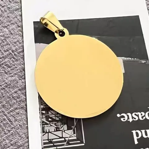 Ταυτότητα Κατοικίδιου από Ανοξείδωτο Ατσάλι Κυκλική Χρυσή Γυαλισμένη Καθρέφτης Μενταγιόν για Σκύλους Γάτες Με Κούμπωμα