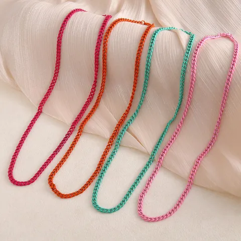 Collar de Cadena de Eslabones Cubanos de Colores de Acero Inoxidable Para Hombres Mujeres Cadena Pintada de Dopamina Joyería de Moda