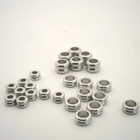 Edelstahl Doppelschicht Abstandshalter Perlen Wellenförmige Große Loch Tonnenperlen Für DIY Schmuckherstellung Halsketten Armbänder Zubehör