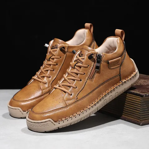 Unisex Mid-Top Martin-Stiefel Outdoor Casual Arbeitsschuhe Mikrofaser-Leder Nahtdesign Mit Seitenreißverschluss Damen Herren