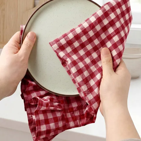 Gingham Ruffled Hand Towels Colored Cotton Plaid Absorbent Kitchen Towels Hanging Loop For Bathroom Home Decor Plaid Cloth