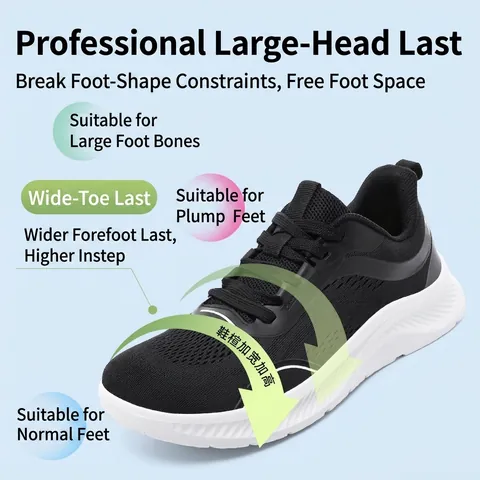 Men's Wide Toe Box Walking Shoes Breathable Jacquard Mesh Sneakers For Outdoor Hiking Lightweight Casual Athletic Shoes Large Size