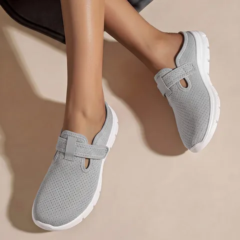 Women Casual Mule Sneakers Breathable Mesh Slip On Walking Shoes Elderly Comfort Anti Slip Lightweight Summer Autumn Footwear