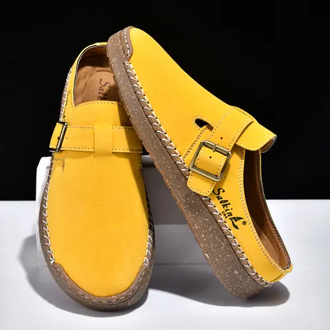 Herren Britischer Stil Loafer Muiltjes PU Obermaterial Kontrastnaht Lässige Flache Schuhe Mit Metallschnalle Tägliches Gehen Schuhwerk