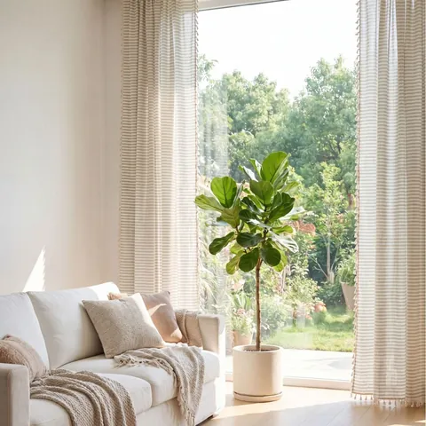 Moderne Französische Grün Gestreifte Karo Doppelseitige Quasten Vorhänge Für Wohnzimmer Schlafzimmer Polyester Baumwolle Garngefärbt Fenster Vorhänge