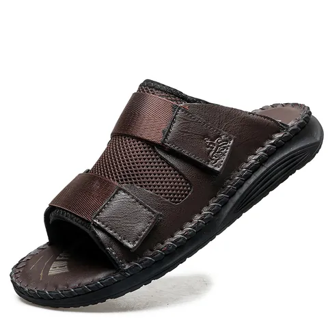 Men Women Casual Slides Large Size 37-50 Summer Sandals Microfiber Mesh Hook and Loop Beach Shoes Comfort Non-slip Footwear