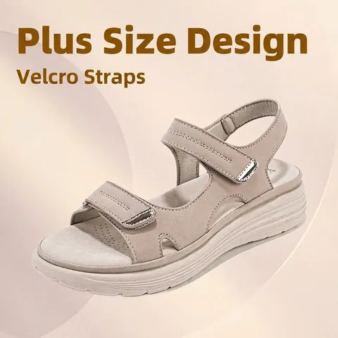 Sandales à Plateforme Décontractées Sportives pour Femmes Sandales à Bout Ouvert Avec Brides Velcro Réglables Chaussures PU